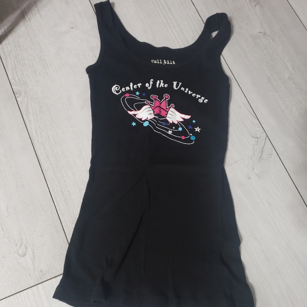 Nwot full tilt black ribbed center of the universe tank top sz medium crown
